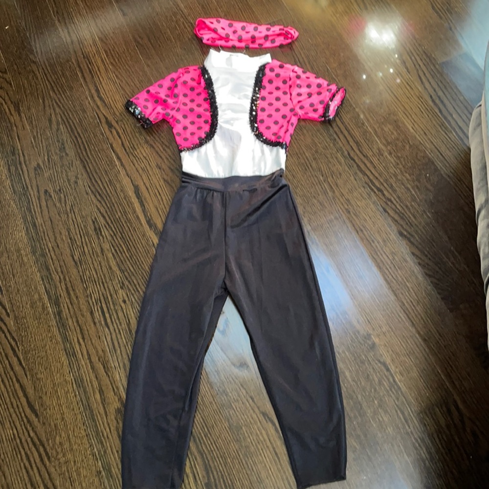 Costume One piece. X small cropped les dance With headband great for Halloween